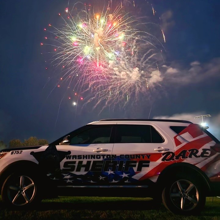 Sheriff SUV with fireworks